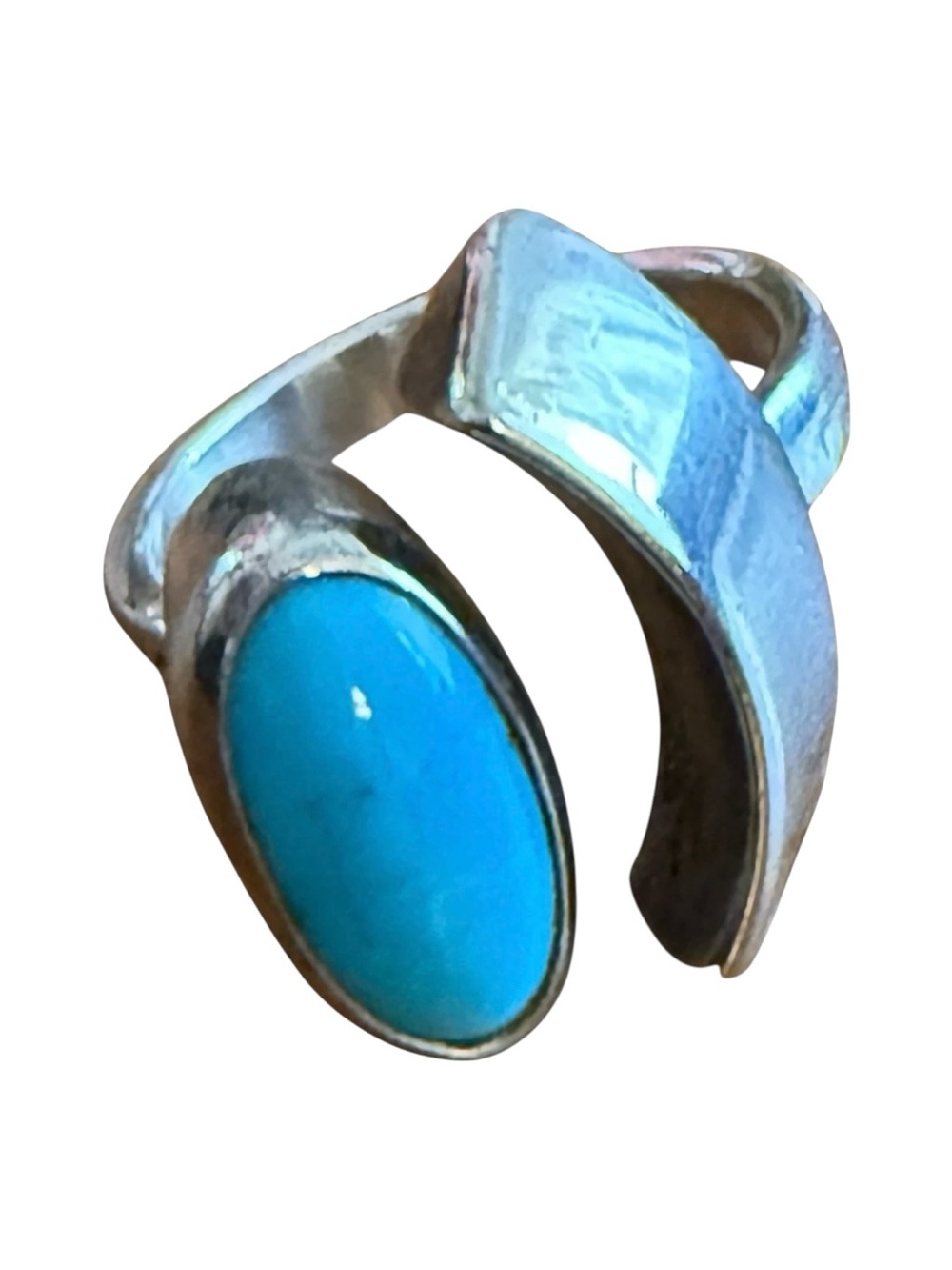 Turquoise Sterling Silver Ring Size 6 Stamped MS Arrows 925 On Band